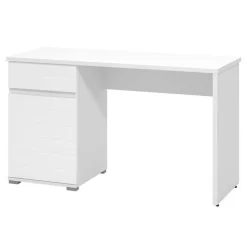 Scrivanie > Dmora Scrivania un Cassetto un Ripiano 130x50x75.5h cm, Un'anta - Cambio Bianco