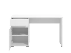 Scrivanie > Dmora Scrivania un Cassetto un Ripiano 130x50x75.5h cm, Un'anta - Cambio Bianco