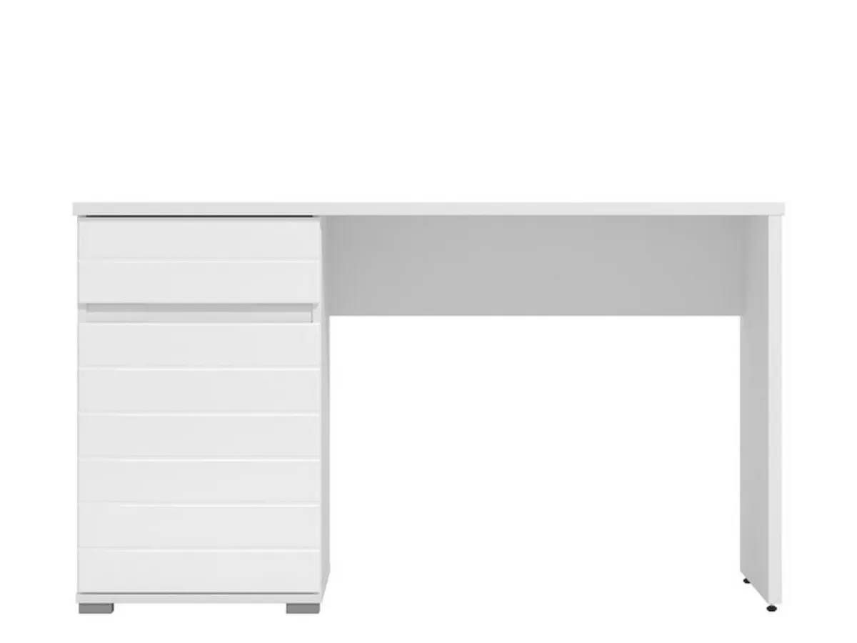 Scrivanie > Dmora Scrivania un Cassetto un Ripiano 130x50x75.5h cm, Un'anta - Cambio Bianco