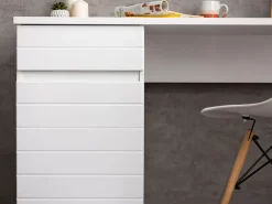 Scrivanie > Dmora Scrivania un Cassetto un Ripiano 130x50x75.5h cm, Un'anta - Cambio Bianco