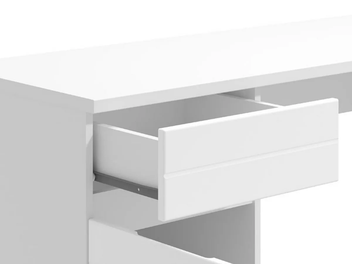 Scrivanie > Dmora Scrivania un Cassetto un Ripiano 130x50x75.5h cm, Un'anta - Cambio Bianco