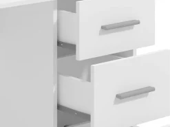 Scrivania Bianco un Ripiano 3 Cassetti 121x50x74.5h cm, Maniglie Incluse - Rifiano