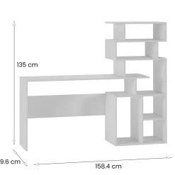 Scrivanie > Dmora Scrivania 6 Vani Materiale Piano in Legno Nobilitato 158x40x135h cm, Colore Ripiano - Nicolosi Bianco