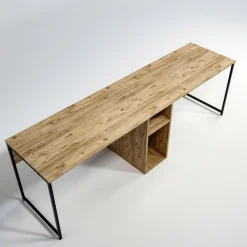 Ufficio|Camera Da Letto > Dmora Scrivania doppia quercia 240x60cm struttura in metallo - Asarat Marrone Quercia