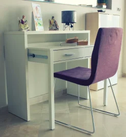 Scrivania estensibile bianca 98x36cm con 2 cassetti - Andriy