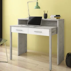 Scrivanie > Dmora Scrivania Grigio Bianco Modulabile 2 Cassetti 98.6x36.6x86.9h cm, un Vano - Opaglio Bianco, Grigio
