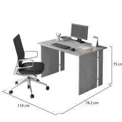 Scrivanie > Dmora Scrivania Modulabile Fori Passacavi 150x78.2x75h cm, Colore Ripiano Grigio - Zibello Grigio Cemento