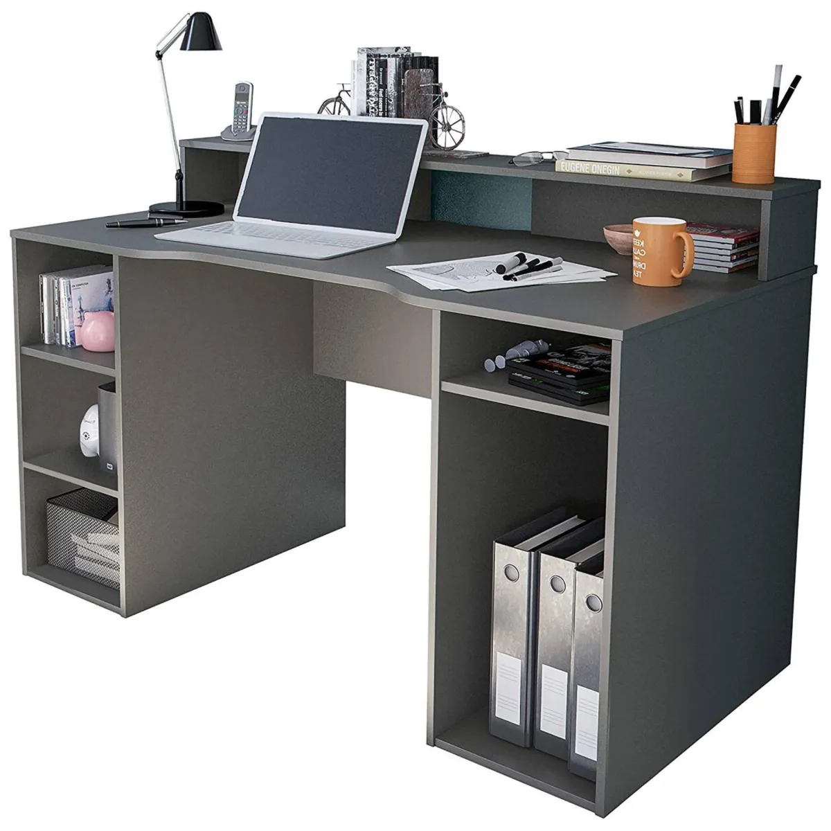 Ufficio|Camera Da Letto > Dmora Scrivania lineare antracite 136x67cm - Arcane Nero Antracite