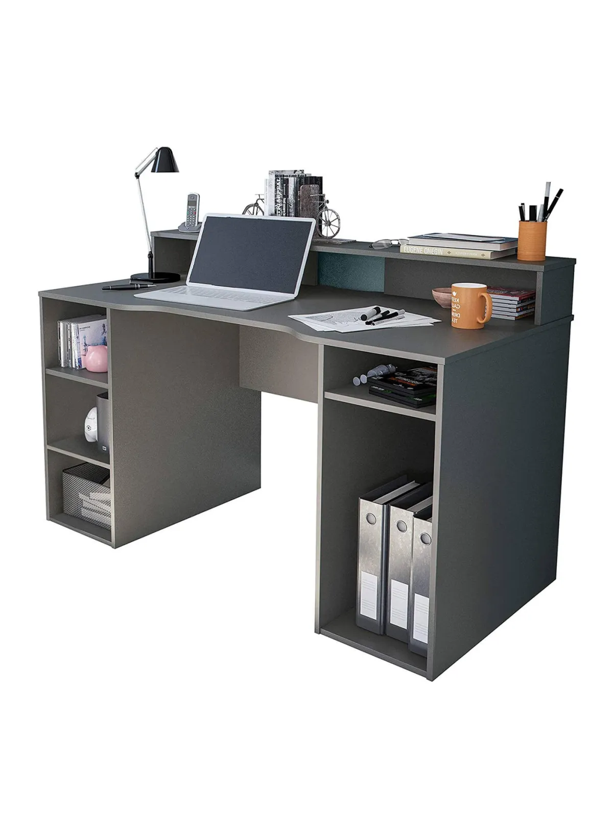 Ufficio|Camera Da Letto > Dmora Scrivania lineare antracite 136x67cm - Arcane Nero Antracite