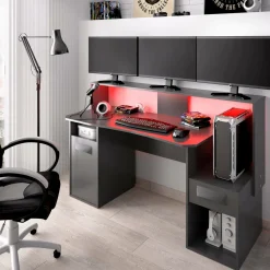 Ufficio|Camera Da Letto > Dmora Scrivania lineare antracite 154x69cm in legno - Albertino Nero Antracite