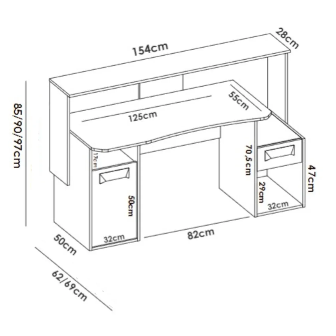 Ufficio|Camera Da Letto > Dmora Scrivania lineare antracite 154x69cm in legno - Albertino Nero Antracite