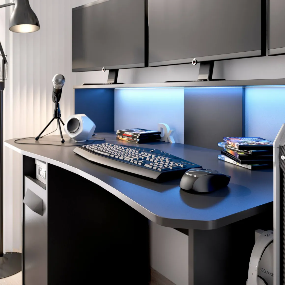 Ufficio|Camera Da Letto > Dmora Scrivania lineare antracite 154x69cm in legno - Albertino Nero Antracite