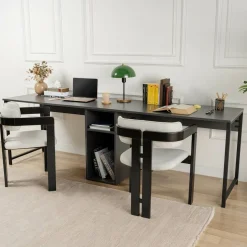 Scrivanie > Dmora Scrivania lineare antracite 94x50cm con 1 cassetto - Vittone Nero Antracite