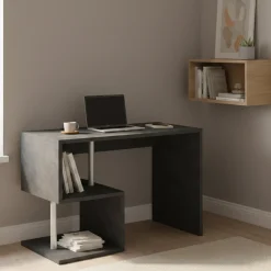 Ufficio|Camera Da Letto > Dmora Scrivania lineare ardesia 140x60cm con porta pc - Kobenhavn Grigio Ardesia