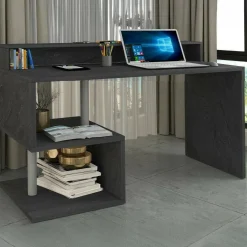 Ufficio|Camera Da Letto > Dmora Scrivania lineare ardesia 140x60cm con porta pc - Kobenhavn Grigio Ardesia