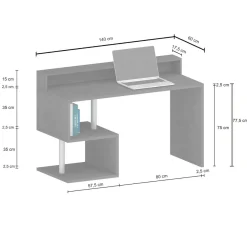 Ufficio|Camera Da Letto > Dmora Scrivania lineare ardesia 140x60cm con supporto pc - Atemis Grigio Ardesia