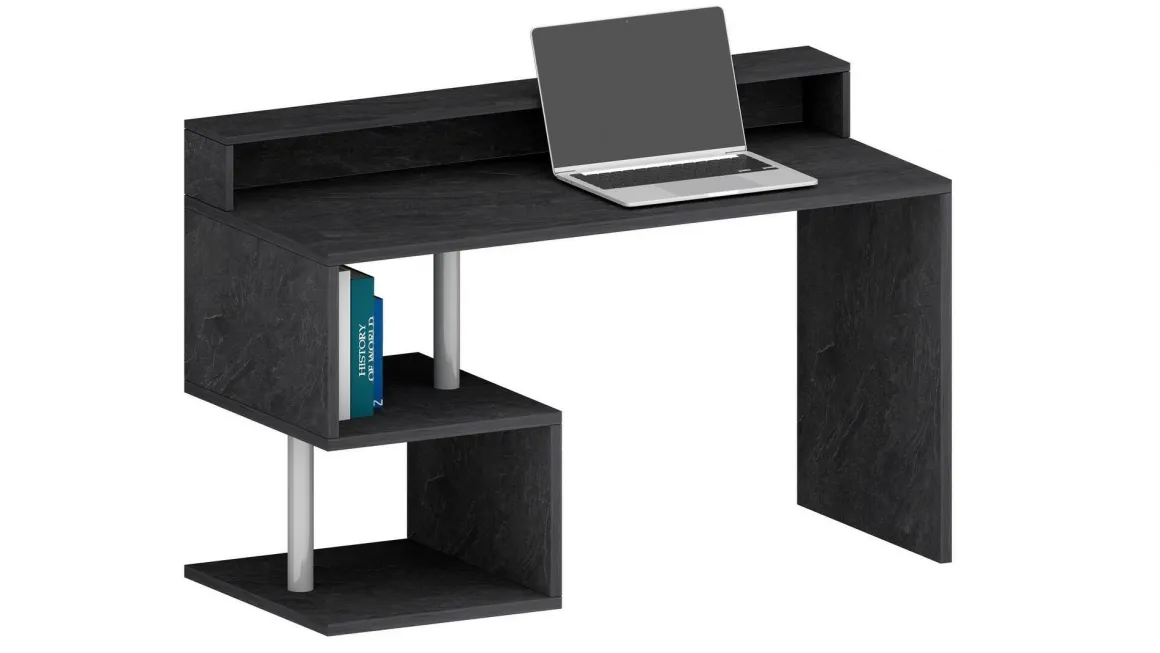 Ufficio|Camera Da Letto > Dmora Scrivania lineare ardesia 140x60cm con supporto pc - Atemis Grigio Ardesia