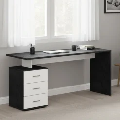 Ufficio|Camera Da Letto > Dmora Scrivania lineare ardesia 160x90cm con 3 cassetti - Bardi Grigio Ardesia