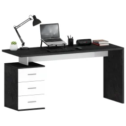 Ufficio|Camera Da Letto > Dmora Scrivania lineare ardesia 160x90cm con 3 cassetti - Bardi Grigio Ardesia