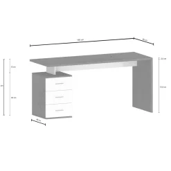 Ufficio|Camera Da Letto > Dmora Scrivania lineare ardesia 160x90cm con 3 cassetti - Bardi Grigio Ardesia