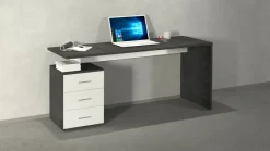 Ufficio|Camera Da Letto > Dmora Scrivania lineare ardesia 160x90cm con 3 cassetti - Bardi Grigio Ardesia