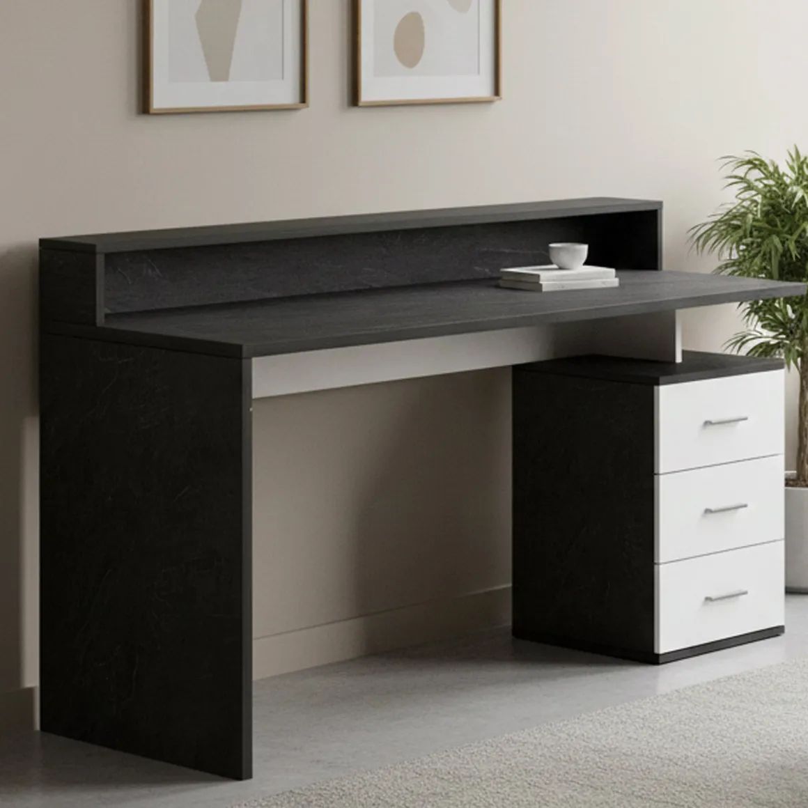 Scrivania lineare ardesia 160x90cm in legno - Flaminia