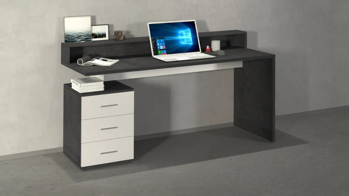 Scrivania lineare ardesia 160x90cm in legno - Flaminia
