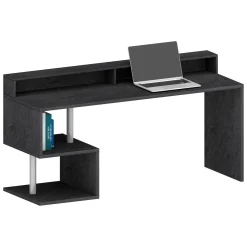 Ufficio|Camera Da Letto > Dmora Scrivania lineare ardesia 180x60cm con supporto pc - Poseidone Grigio Ardesia
