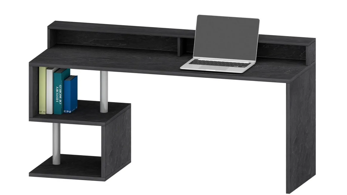 Scrivania lineare ardesia 180x60cm con supporto computer - Arre