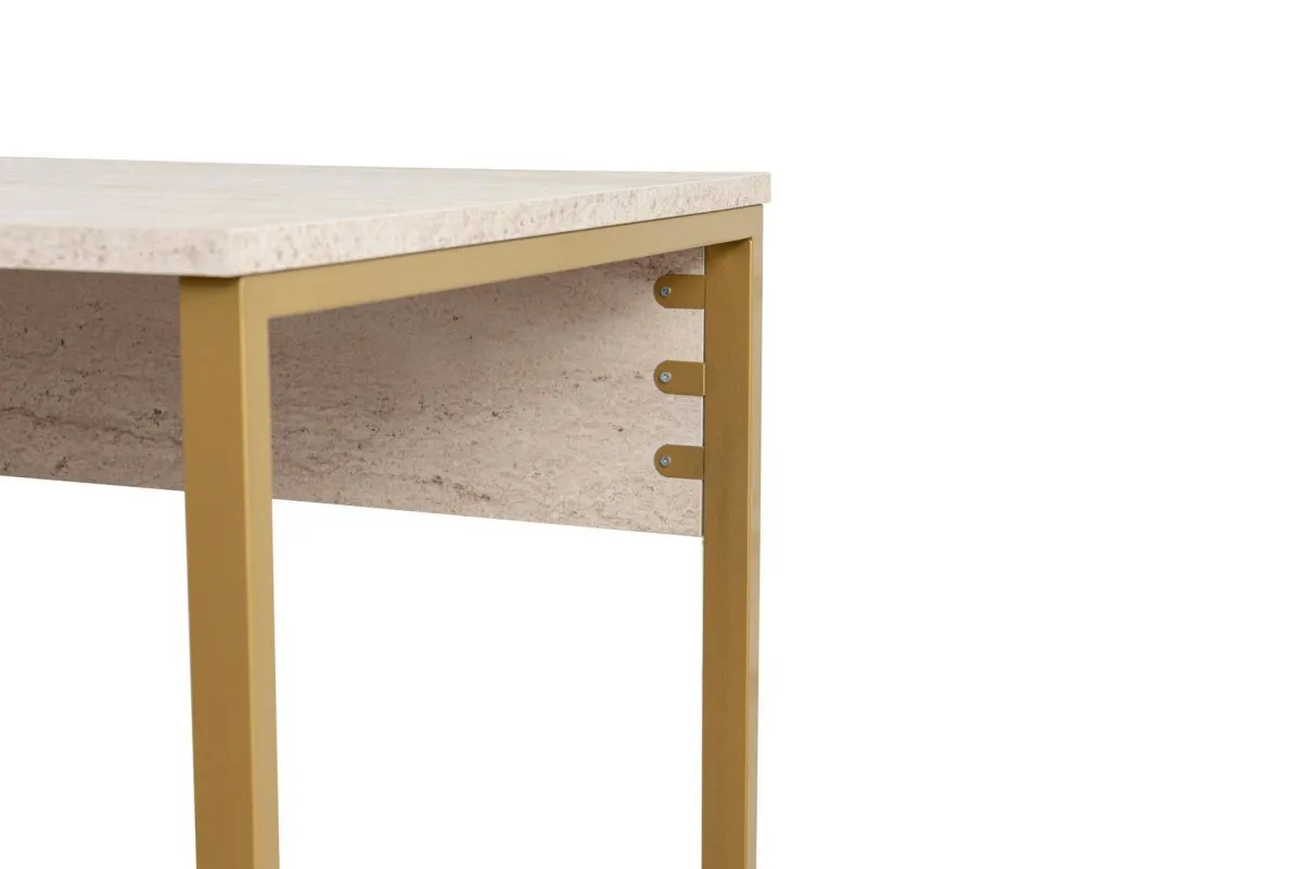 Scrivanie > Dmora Scrivania lineare beige e oro 240x60cm con supporto computer - Violet Oro, Beige