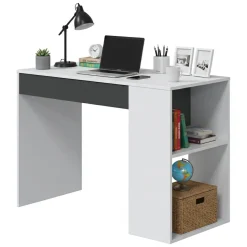 Ufficio|Camera Da Letto > Dmora Scrivania lineare bianca e antracite 115x50cm con libreria - Arianella Nero, Bianco Antracite