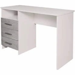 Scrivania lineare bianca e cemento 120x48cm con 3 cassetti - Ardauli