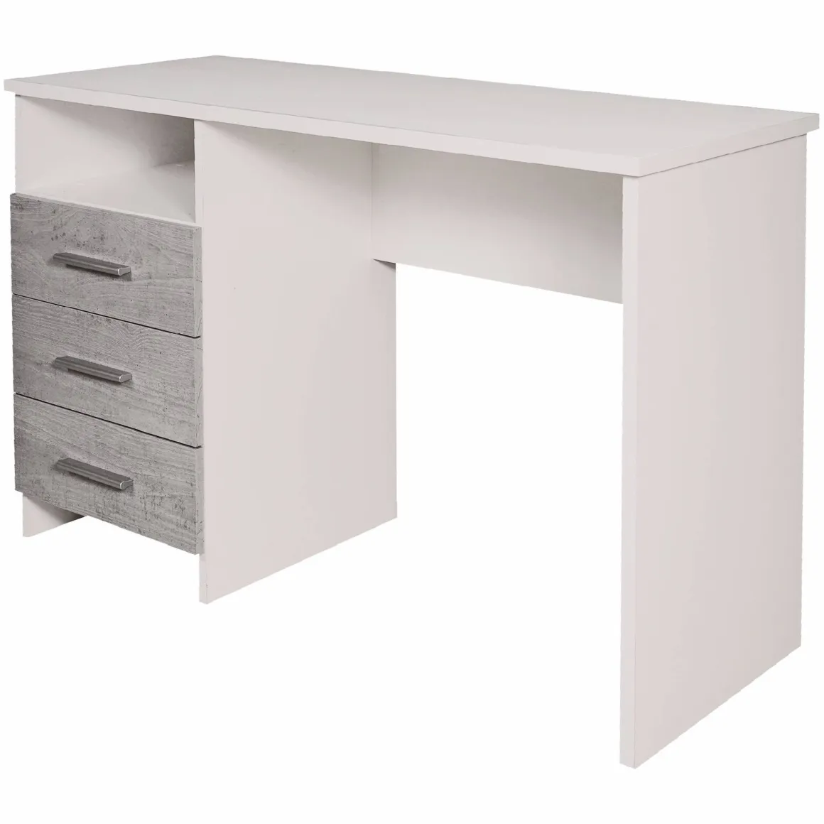 Scrivania lineare bianca e cemento 120x48cm con 3 cassetti - Ardauli