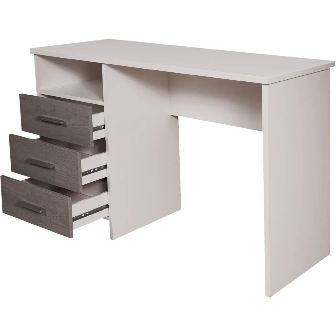 Scrivania lineare bianca e cemento 120x48cm con 3 cassetti - Ardauli