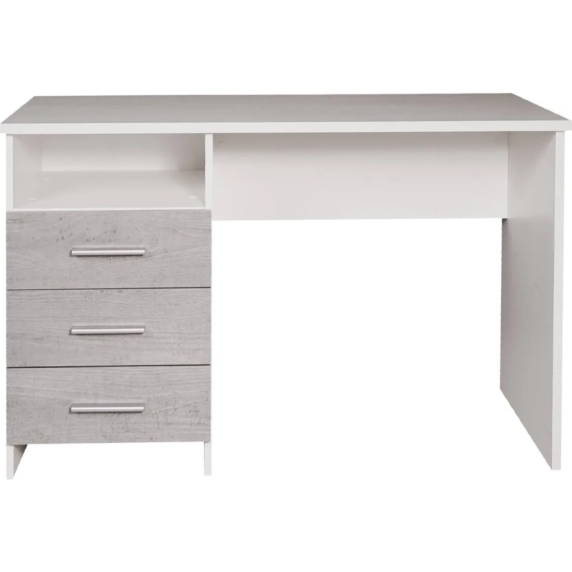 Scrivania lineare bianca e cemento 120x48cm con 3 cassetti - Ardauli