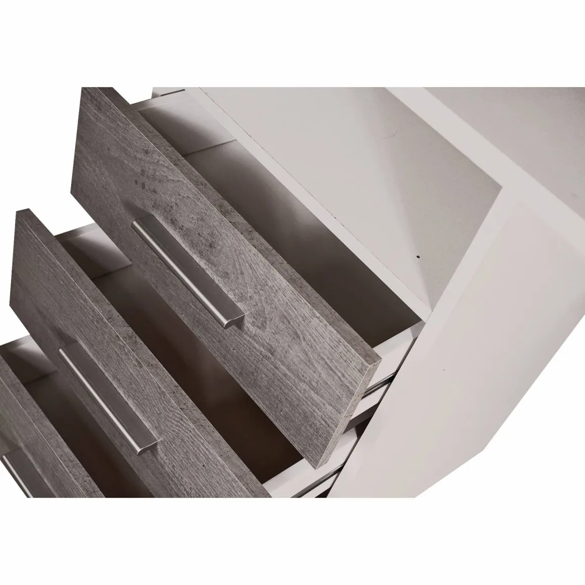 Scrivania lineare bianca e cemento 120x48cm con 3 cassetti - Ardauli
