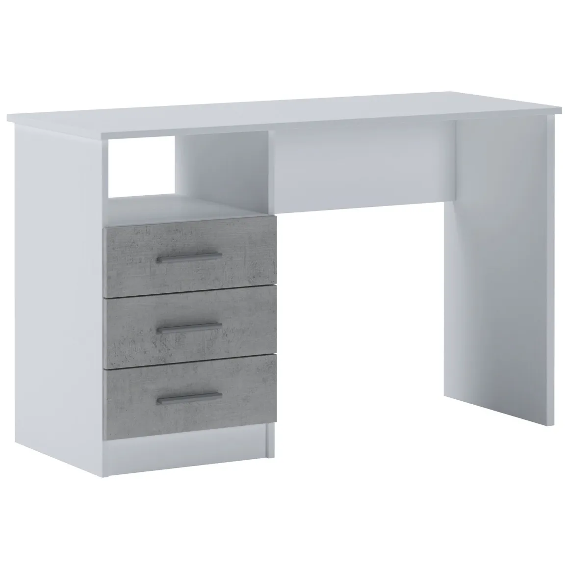 Scrivania lineare bianca e cemento 120x48cm con 3 cassetti - Ardauli