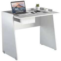 Scrivania lineare bianca e cemento 90x60cm con 1 cassetto - Abulele