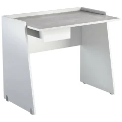 Scrivania lineare bianca e cemento 90x60cm con 1 cassetto - Abulele