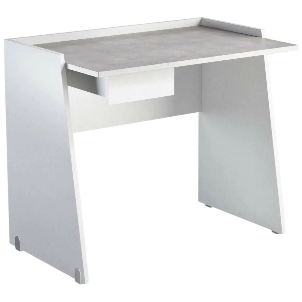 Scrivania lineare bianca e cemento 90x60cm con 1 cassetto - Abulele