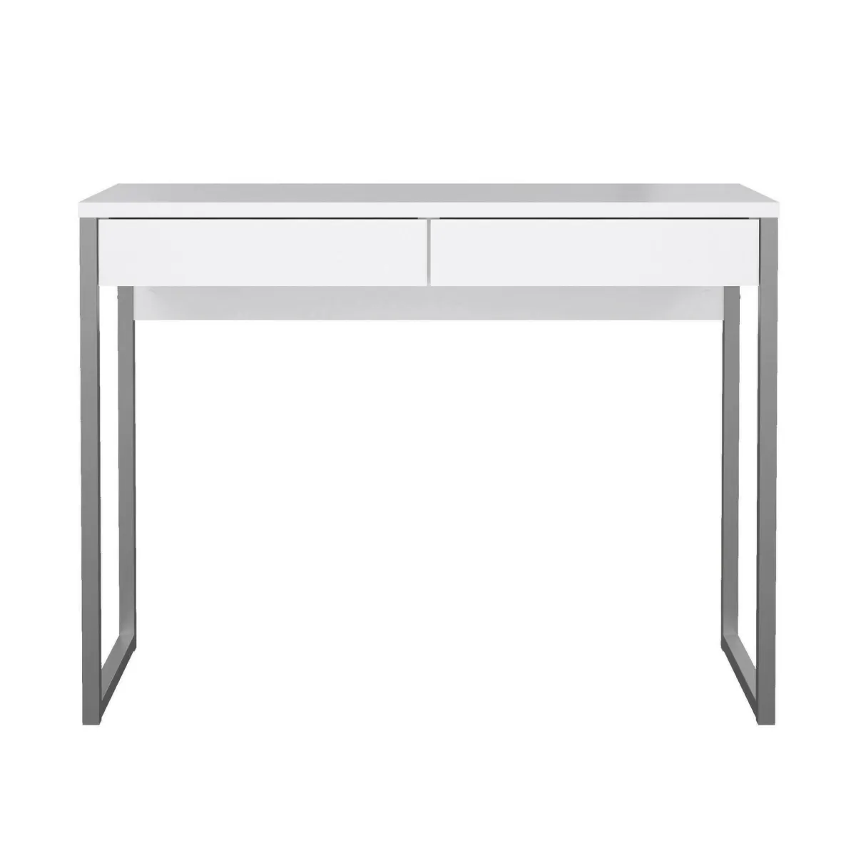 Scrivanie > Dmora Scrivania lineare bianca e grigia 101x40cm con 2 cassetti - Anavi Grigio, Bianco