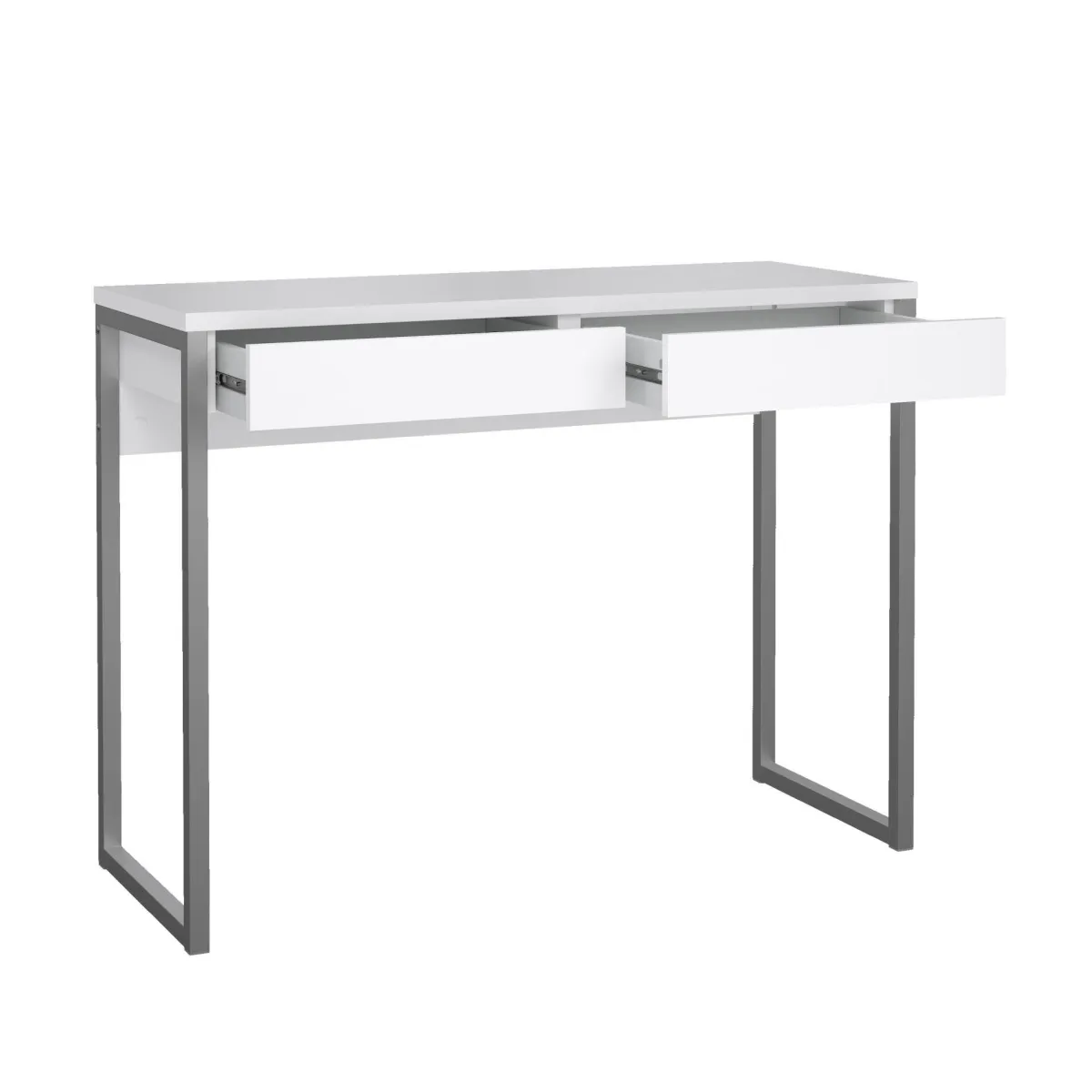 Scrivanie > Dmora Scrivania lineare bianca e grigia 101x40cm con 2 cassetti - Anavi Grigio, Bianco