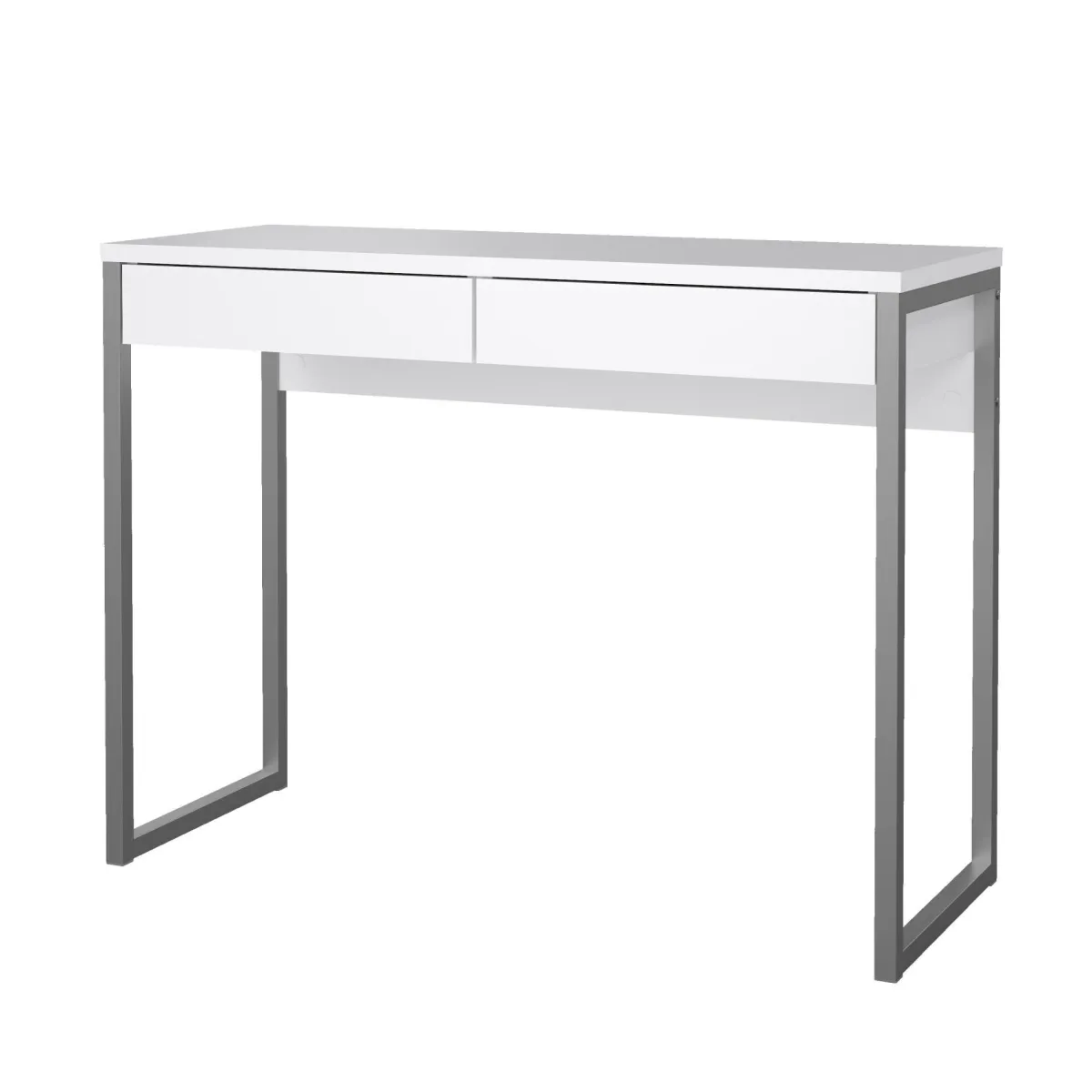 Scrivanie > Dmora Scrivania lineare bianca e grigia 101x40cm con 2 cassetti - Anavi Grigio, Bianco