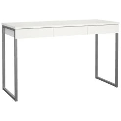 Scrivania lineare bianca e grigia 125x51cm con 3 cassetti - Amadeo