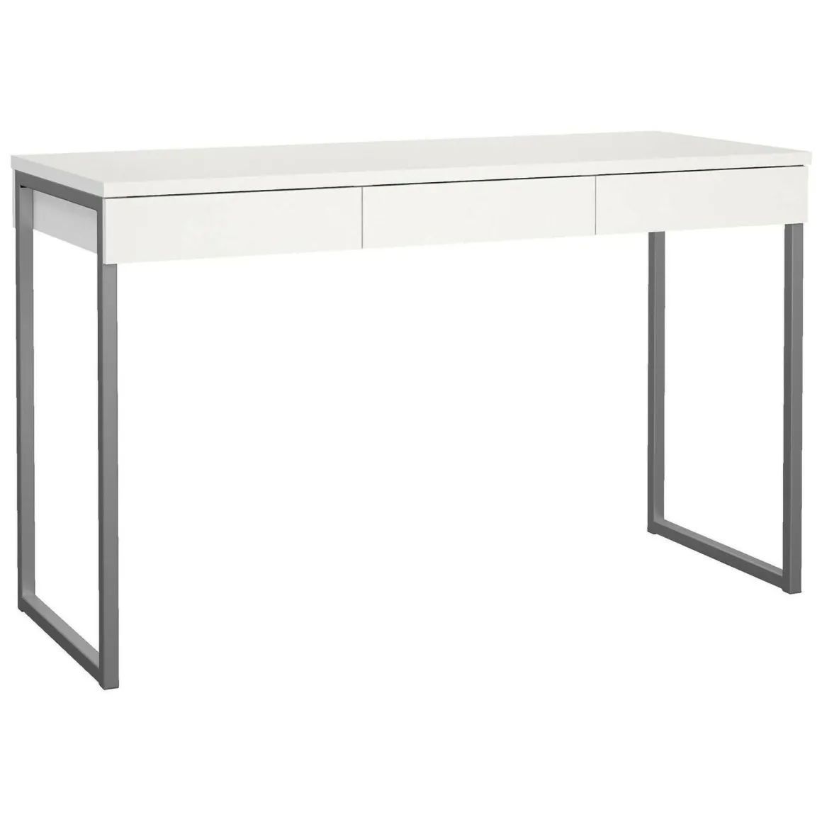 Scrivania lineare bianca e grigia 125x51cm con 3 cassetti - Amadeo