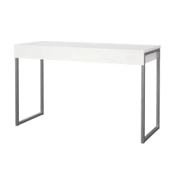 Scrivanie > Dmora Scrivania lineare bianca e grigia 126x55cm con 3 cassetti - Shanshan Grigio, Bianco