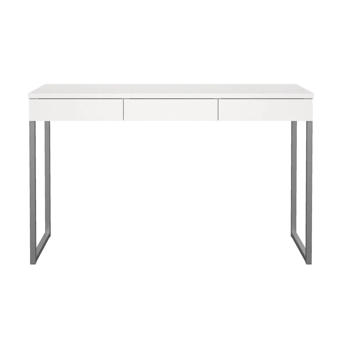 Scrivania lineare bianca e grigia 125x51cm con 3 cassetti - Amadeo