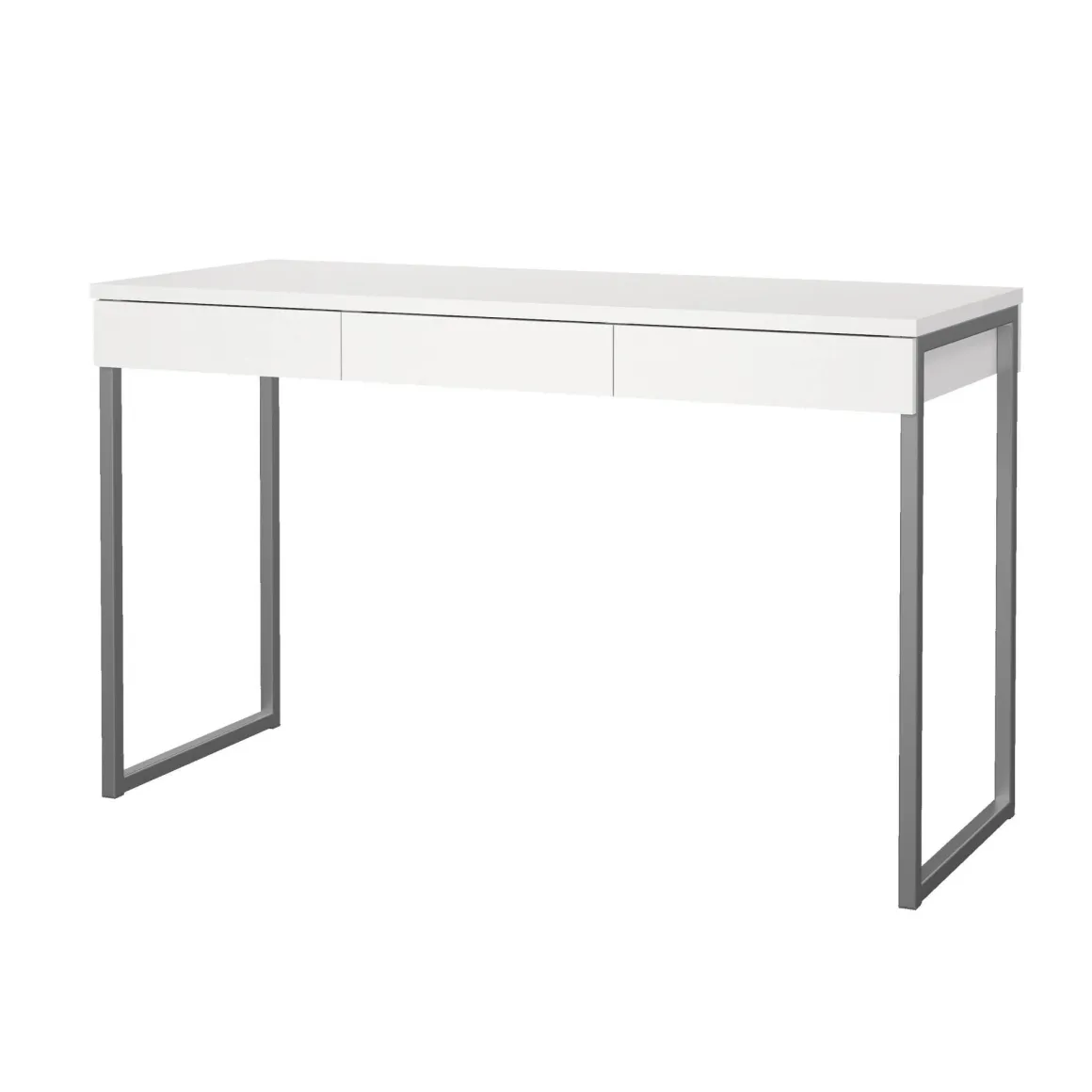 Scrivania lineare bianca e grigia 125x51cm con 3 cassetti - Amadeo