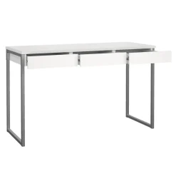 Scrivania lineare bianca e grigia 125x51cm con 3 cassetti - Amadeo