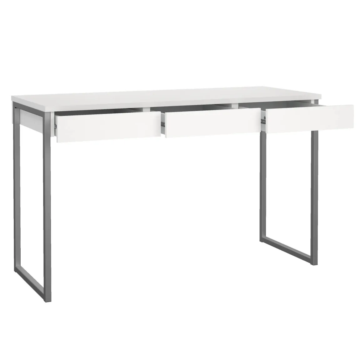 Scrivania lineare bianca e grigia 125x51cm con 3 cassetti - Amadeo